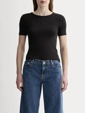 Everlane the luxe rib crew neck tee M black short sleeve ribbed basic timeless
